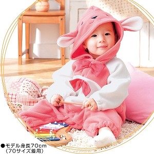 最新 三层加厚靓丽粉兔连体衣|哈衣|爬服全棉帽里  A111